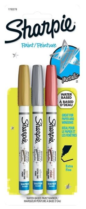 סט של 3 טושים מטאליים Sharpie Extra Fine Metallic Paint Pens